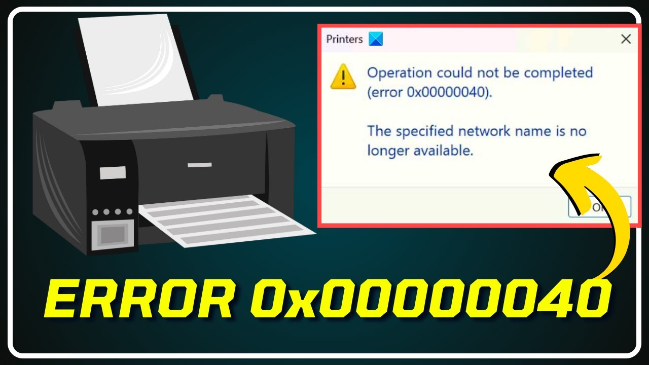 Ошибка 0x00000040, Не удалось завершить операцию принтера