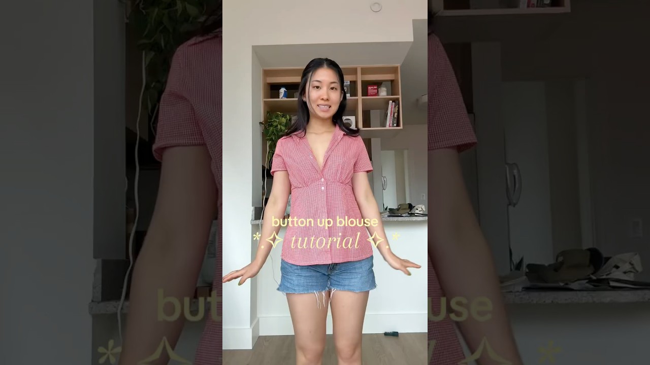 sewing tutorial | cute summer blouse thrift flip ☺️ #sewing #tutorial #thriftflip #outfitinspo
