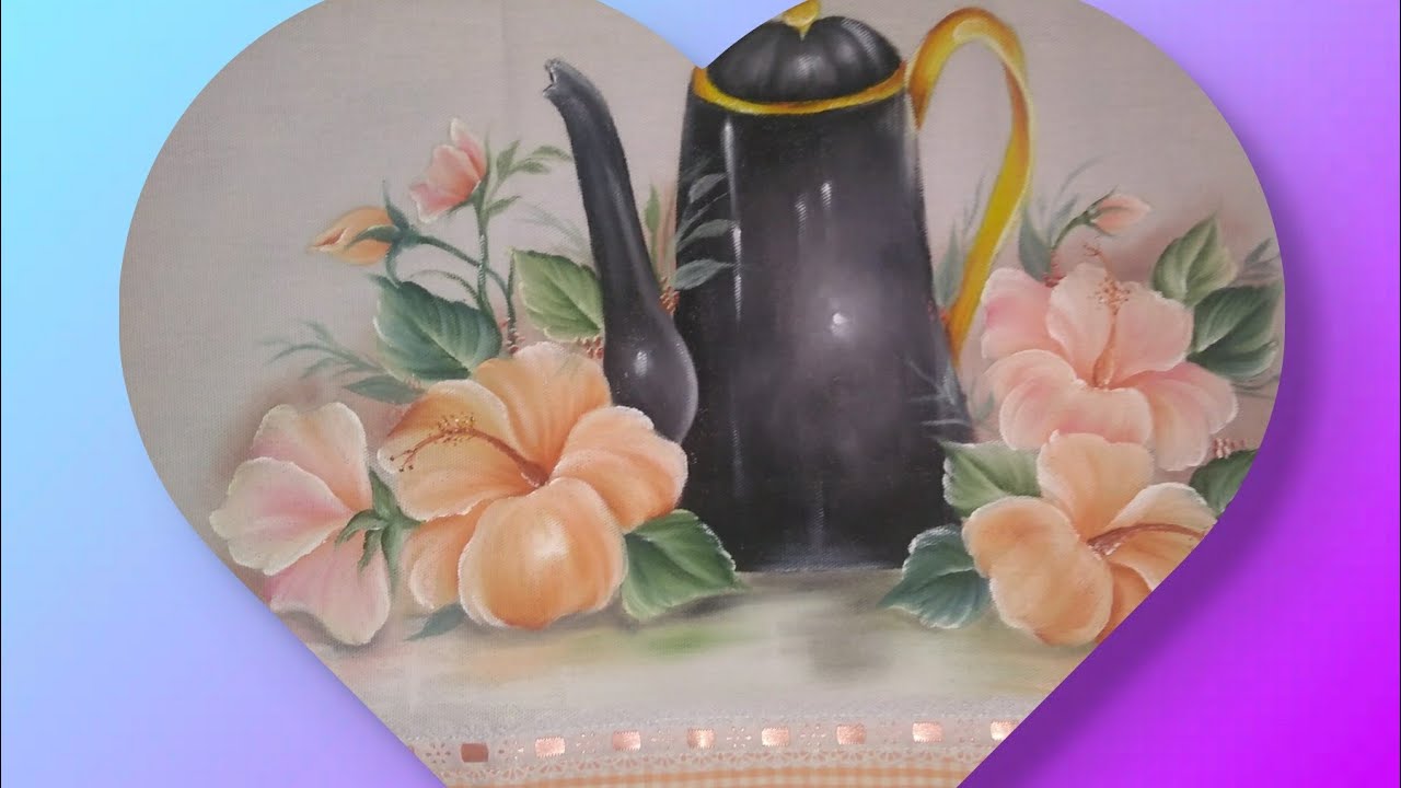 AULA DE PINTURA EM TECIDO BULE E HIBISCO. #APOSTILA1