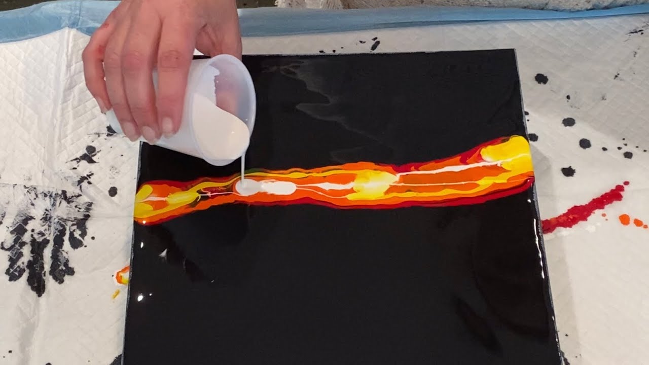 FLAMING FIRE DUTCH POUR - Acrylic Fluid Art