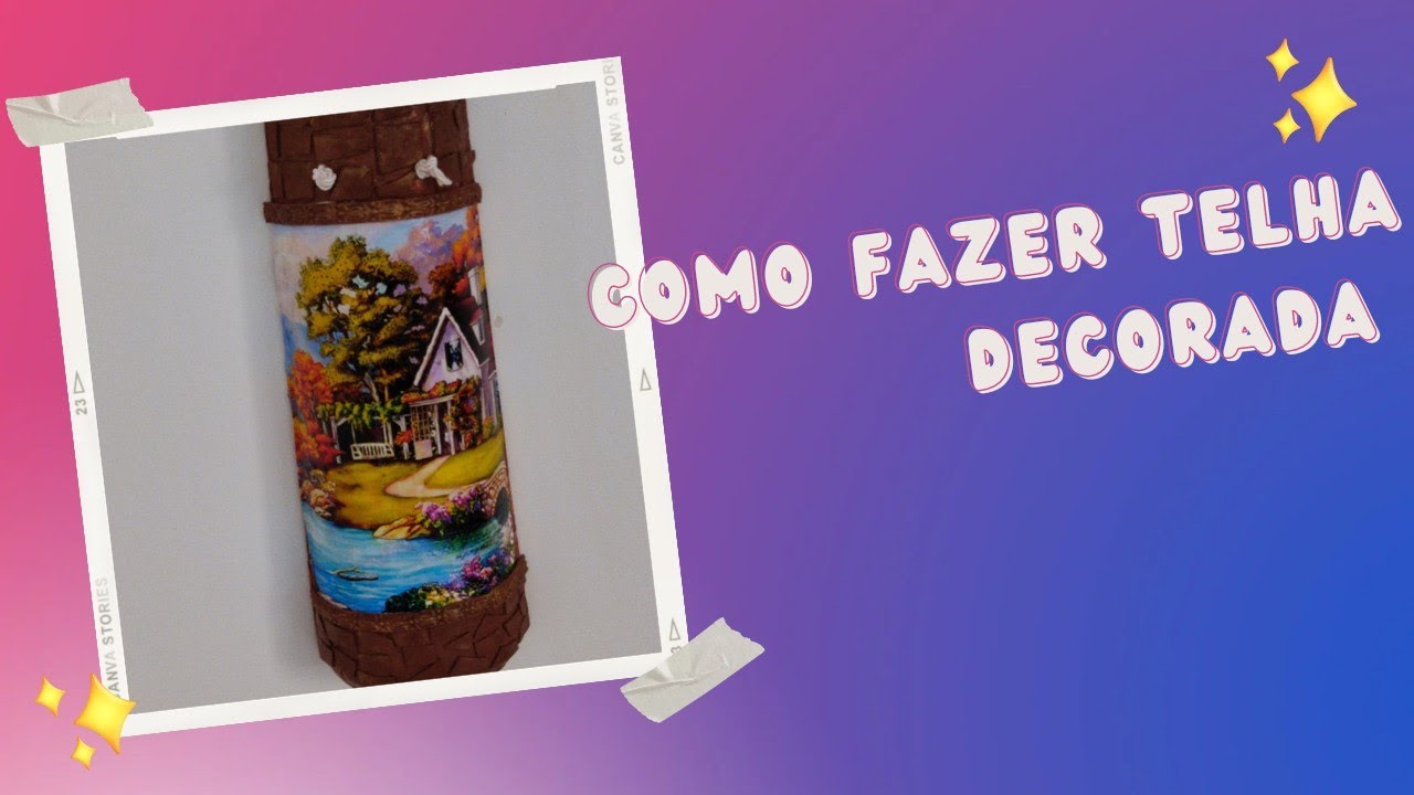DIY COMO FAZER UMA TELHA LINDA COM DECOUPAGE COM PAPEL SULFITE