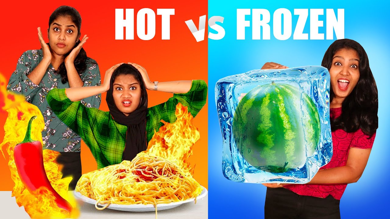 FREEZING COLD FOOD 🥶 Vs BURNING HOT FOOD 🔥 CHALLENGE | PULLLOTHI