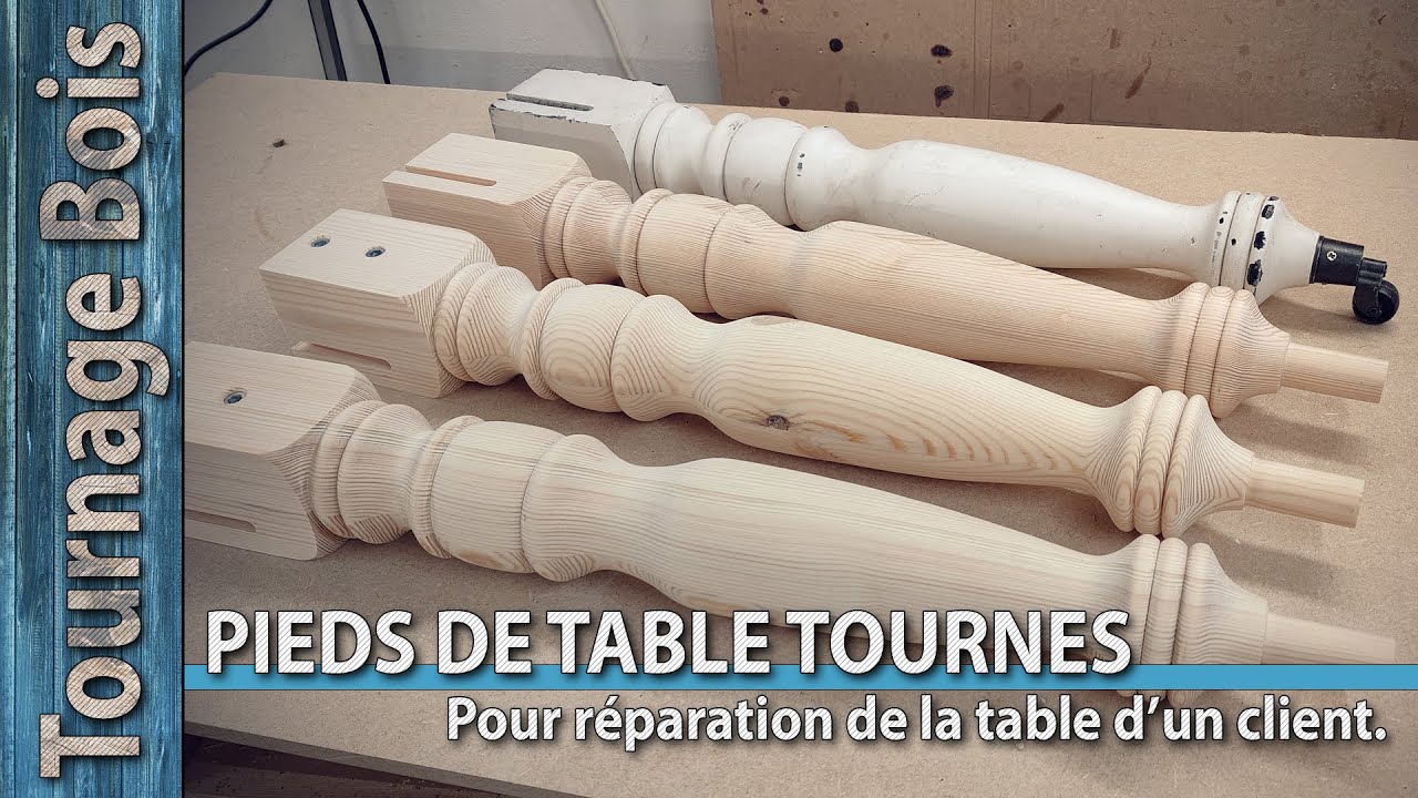 Tournage Bois, refaire des pieds de table tournés pour un client.