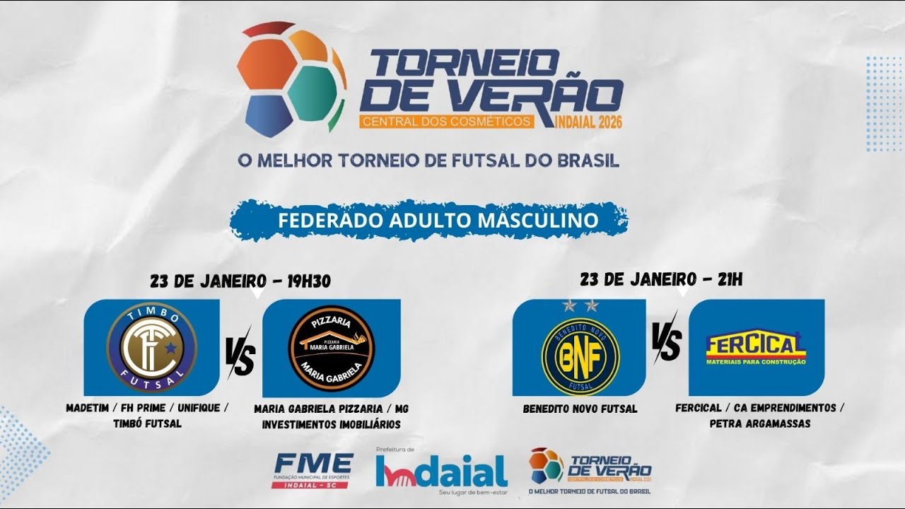 🔴 AO VIVO | 8ª Rodada do 39º Torneio de Verão de Indaial – Central dos Cosméticos