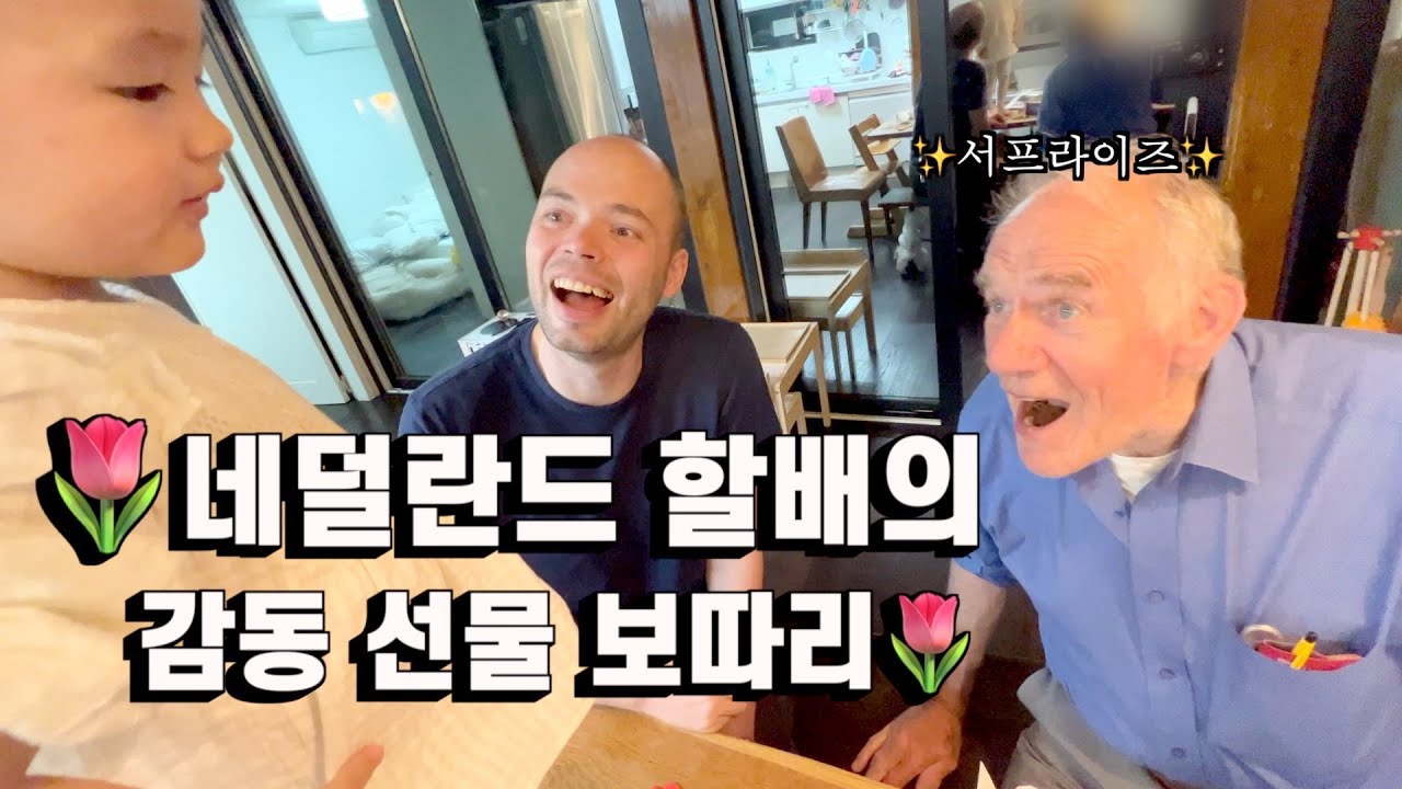 네덜란드 할부지한테 생각지도 못한 선물 받고 감동하는 가족들 | 진돗개 가족 vlog