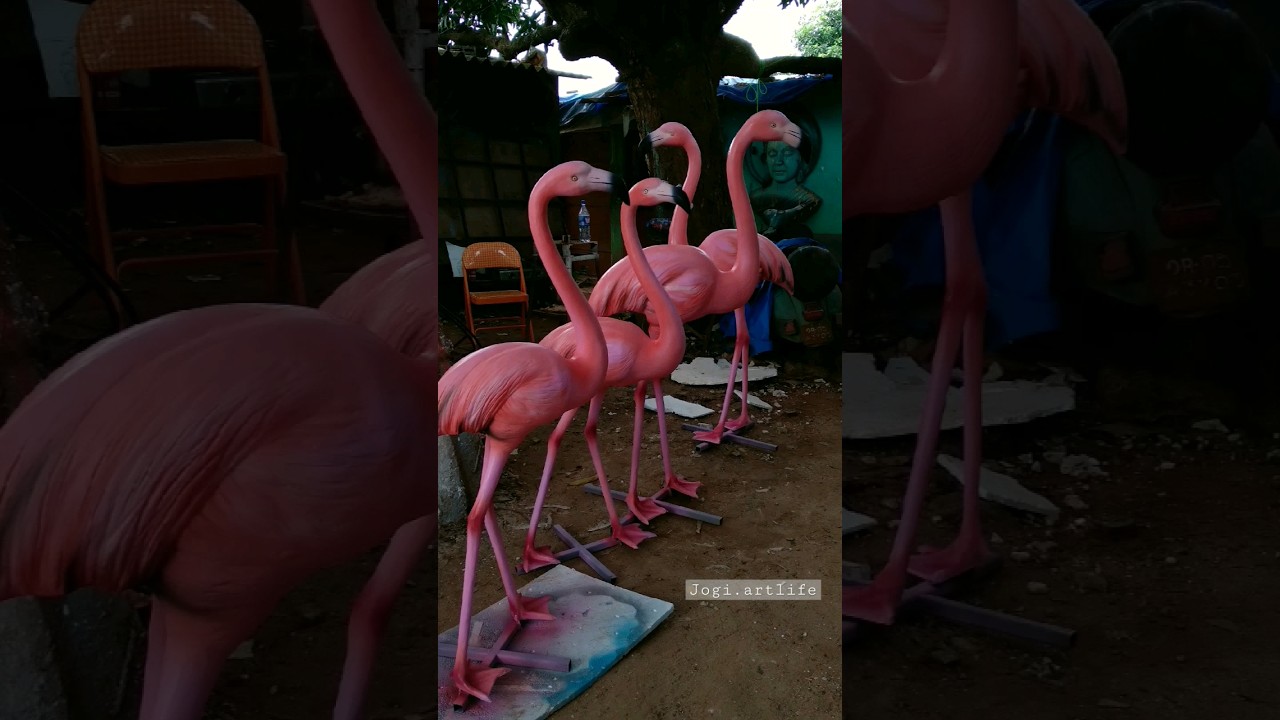 flamingo sculpture in fiber glass  work #shorts