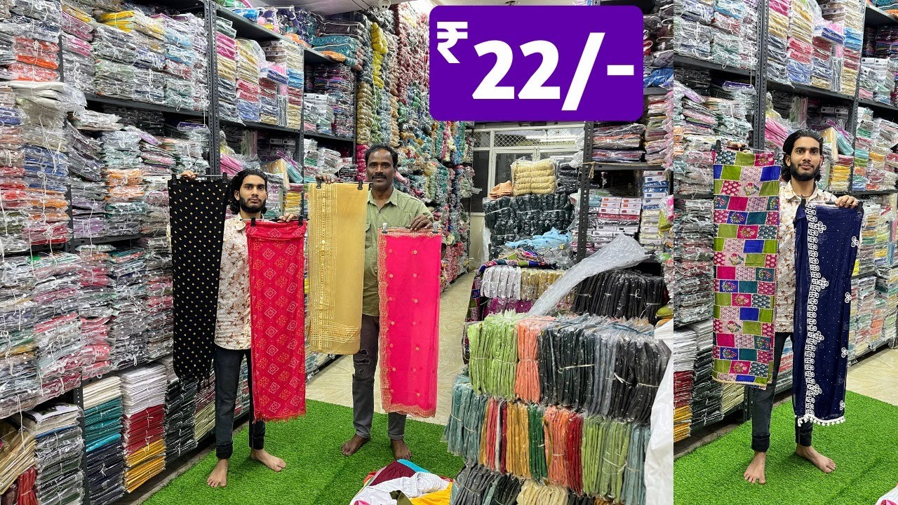Hyd Biggest Dupatta Wholesaler ₹22 Partywear Chuni Scarfs Half Saree Dupattas  Leggings Ankle Length