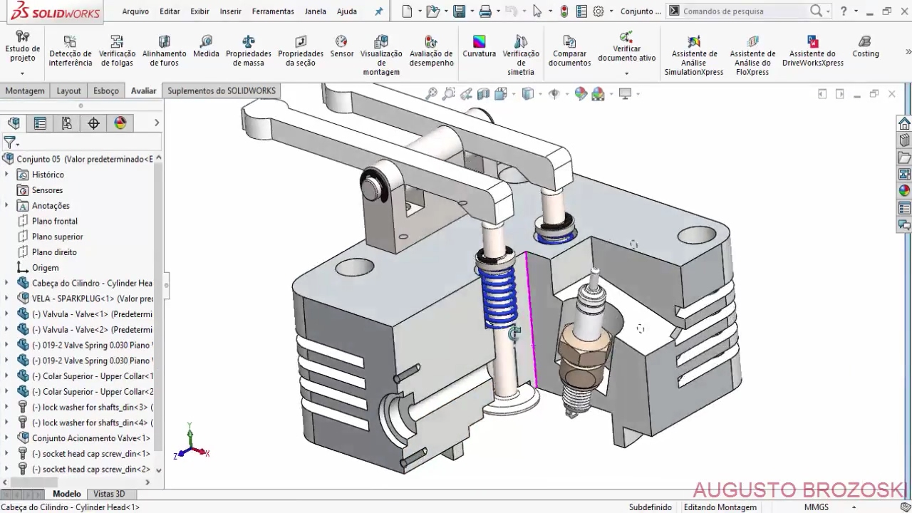 Solidworks Radial Engine Motor Radial Cylinder Head 06 de 15 Parte 01