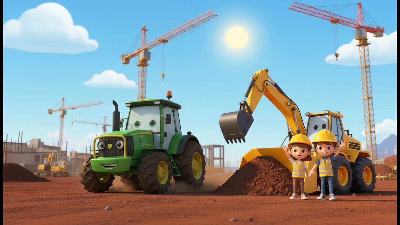 Construction Vehicles Song 🚜 |Truck, Tractor & Crane for Kids #cartoon #construction #tractor #trend