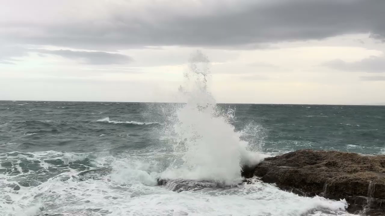 Powerful Storm Waves Crashing on Rocky Shore | 1 Hour Dark Sea Sounds for Deep Sleep & Relaxation