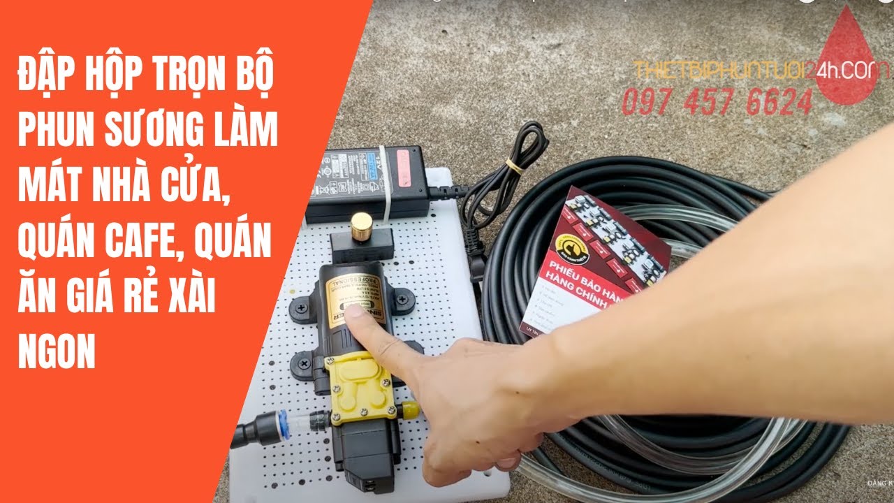 Đập hộp và hướng dẫn cách lắp trọn bộ phun sương làm mát quán cafe quán ăn nhà cửa sân vườn GIÁ RẺ