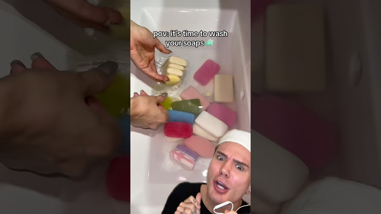 ASMR SOAP WASHING!🧼 #soap #soapcutting #asmrshorts #asmrsound #asmrvideo
