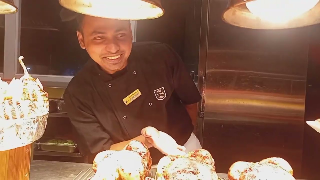 31st night #2024 #chefcooking #buffet #greel #desert #greel #and other food fruts cut