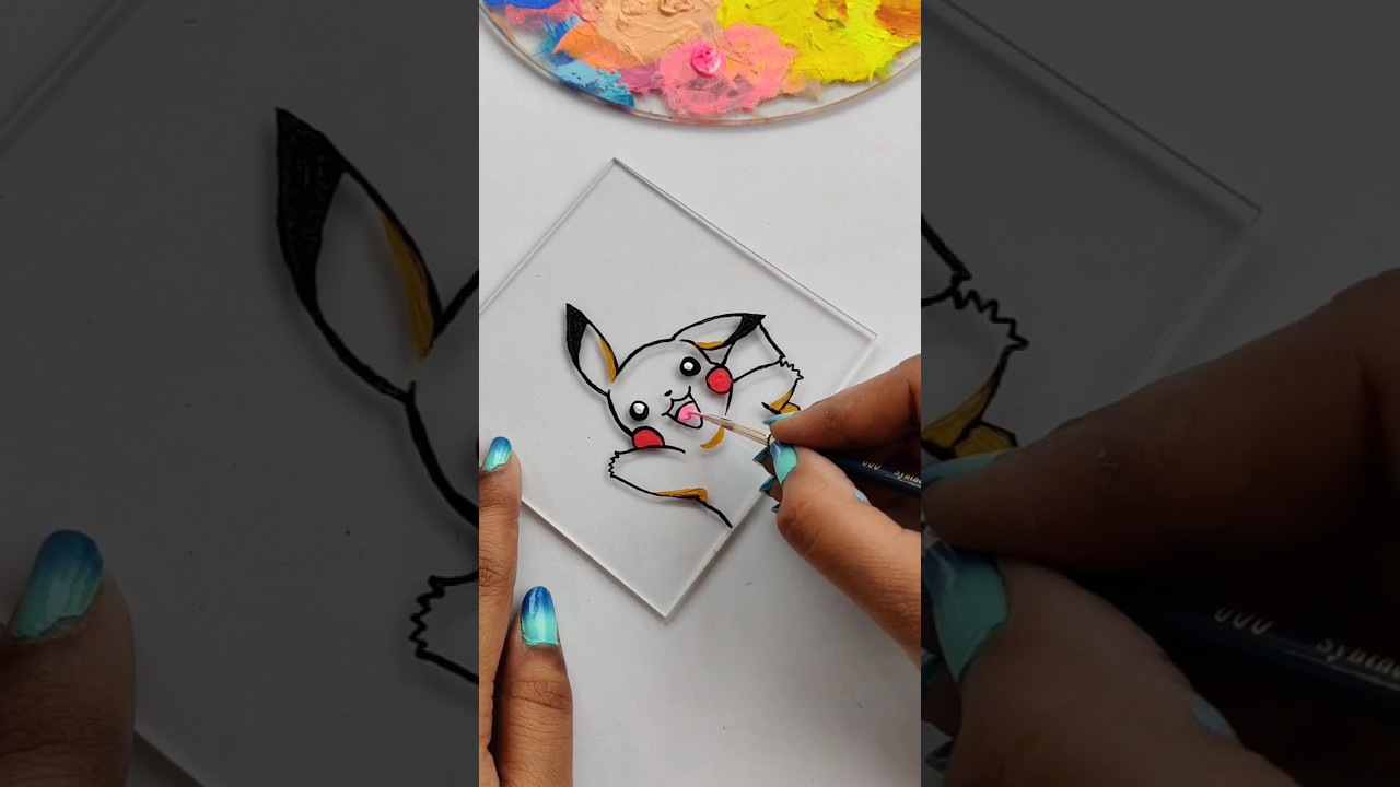 Pikachu glass painting #art #shorts #viral #trending #glasspainting #pikachu #love