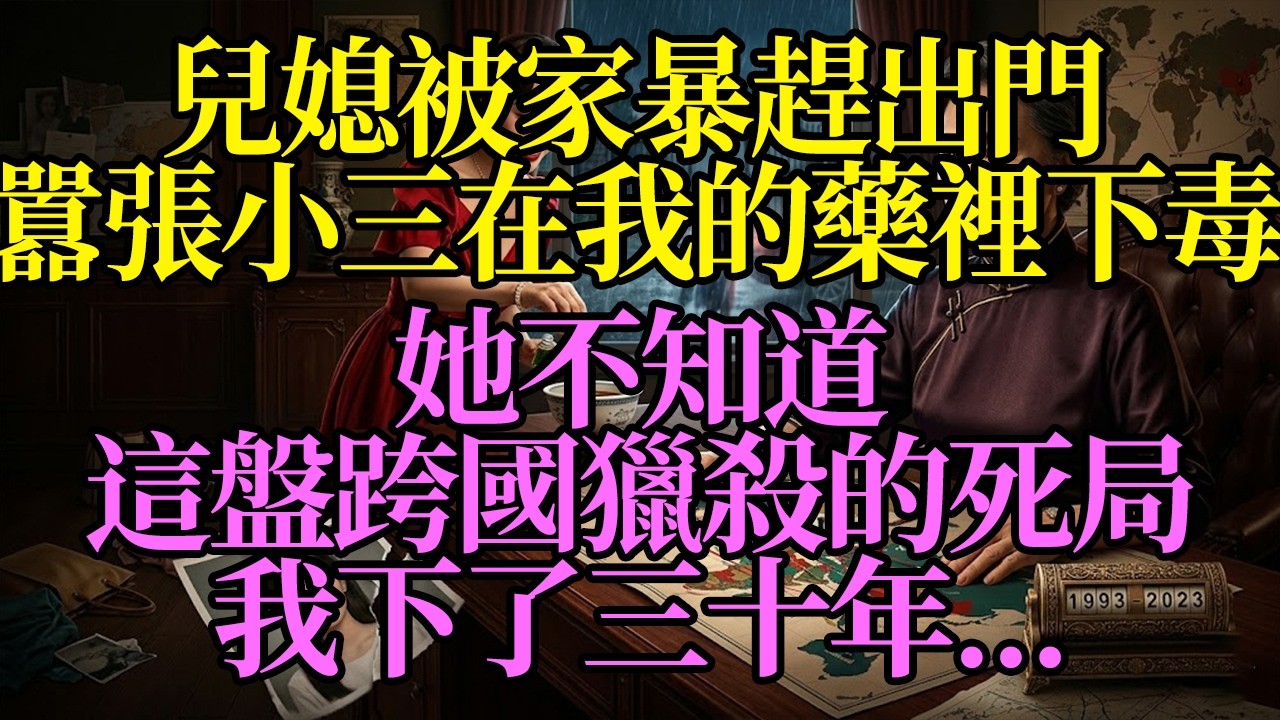 兒媳被家暴趕出門，囂張小三在我的藥裡下毒，她不知道，這盤跨國獵殺的死局我下了三十年……#為人處世 #生活經驗 #情感故事 #故事 #小說 #戀愛 #情感 #婚姻