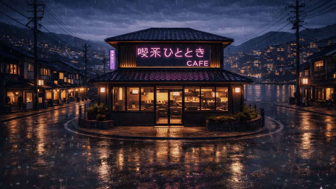 90s Rainy Japanese Café Ambiance ☕ Nostalgic Lofi Hip Hop for Study & Sleep