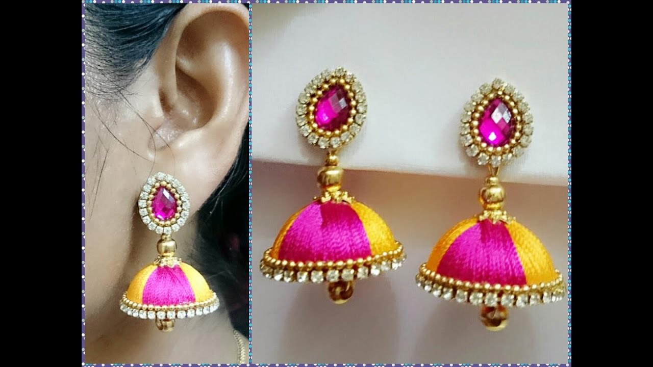 Simple and Beautiful Silk thread earrings Making