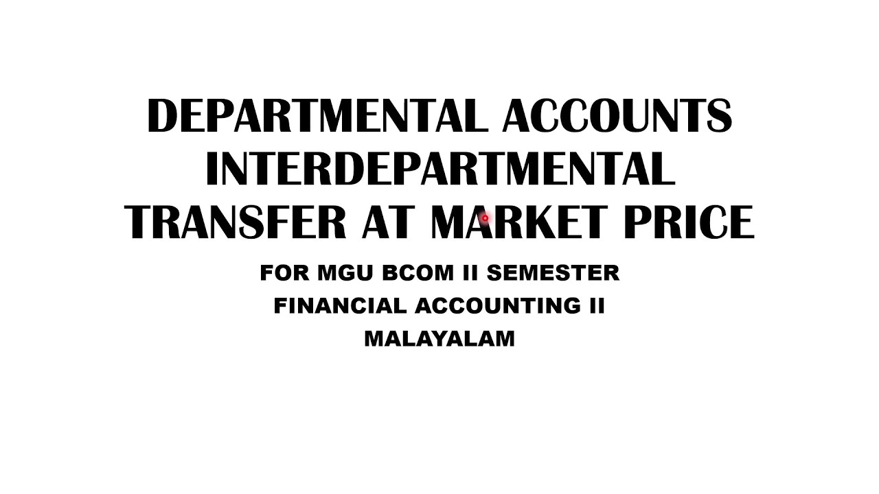 Interdepartmental Transfer at Market Price