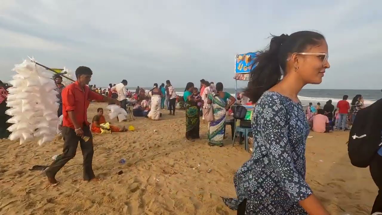 Marina Beach Walkthrough | Sunday Evening Vibes, Street Food & Local Scenes | Chennai 2025