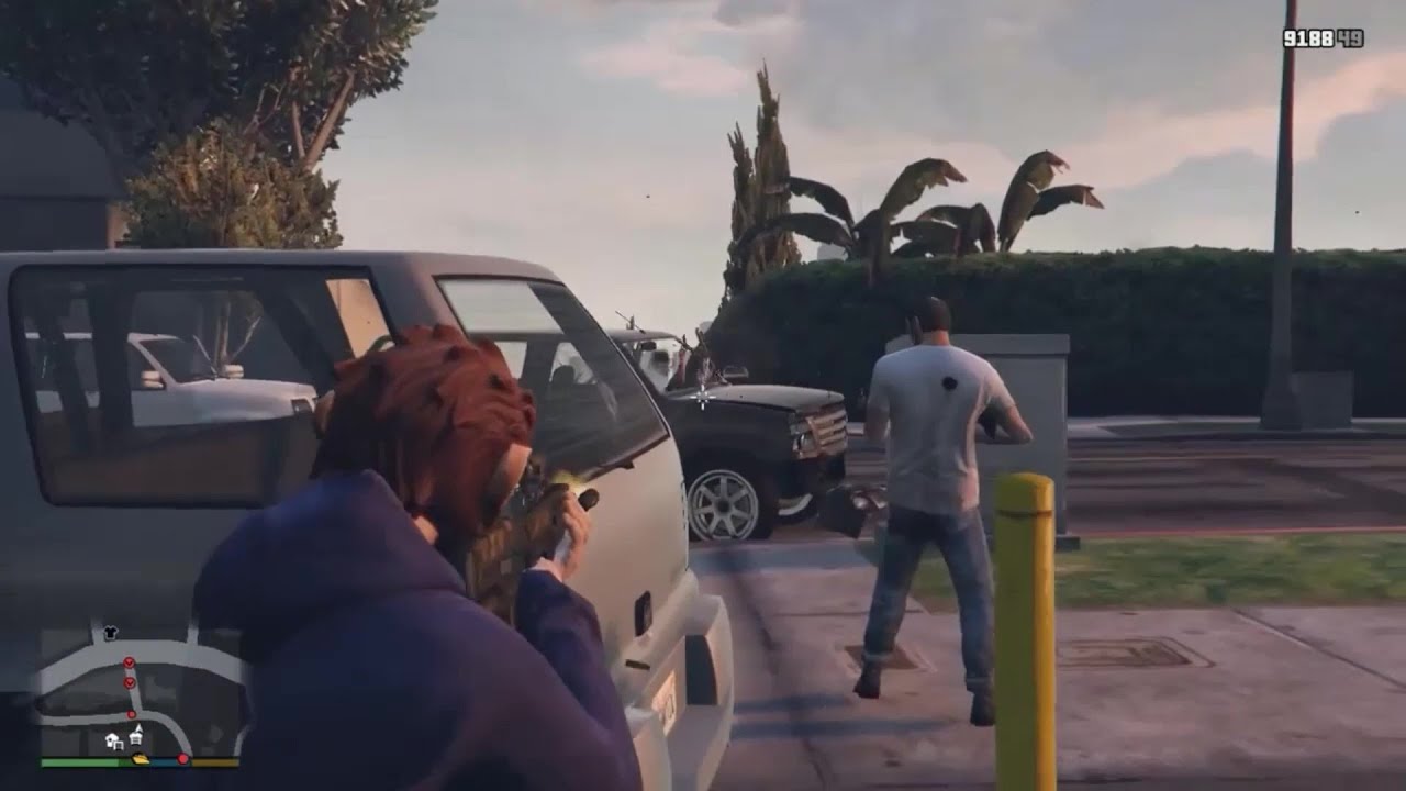 GTA 5 Los Santos Shootout With Franklin, Trevor & Michael.
