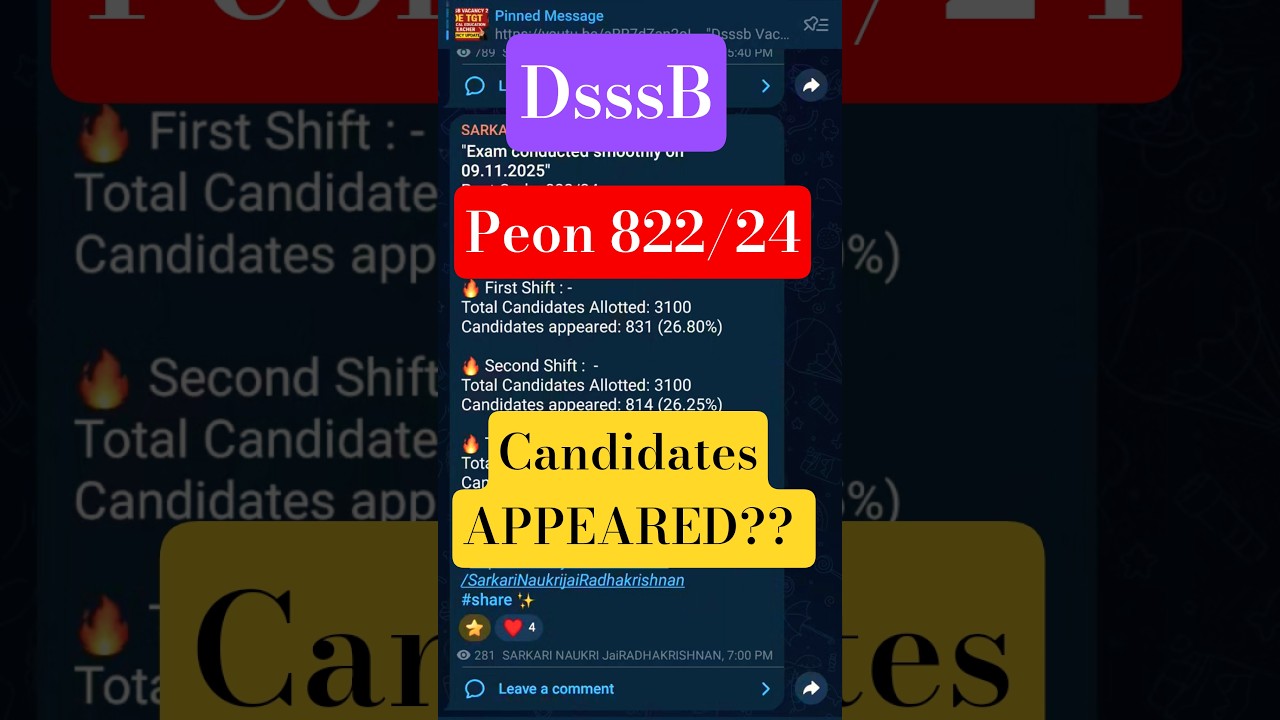 dsssb Peon 822/24 total attendance 09/11/2025 #DSSSBVACANCY2025