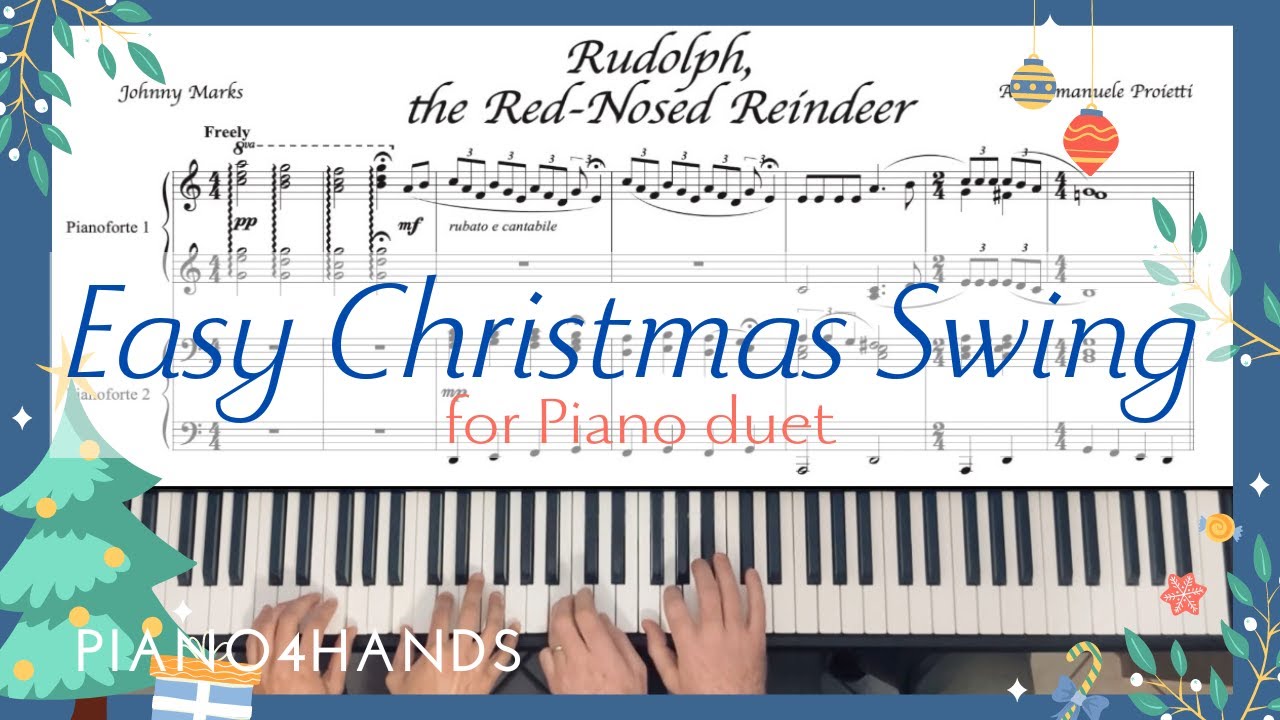 Rudolph, the Red-Nosed Reindeer -  Easy Christmas Swing for Piano duet (FREE Sheet Music)