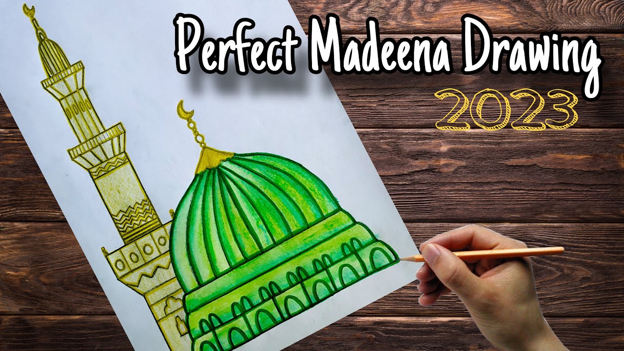 Madeena drawing easy| Perfect Madeena shareef drawing|Nabidinam poster drawing| Miladunnabi drawing