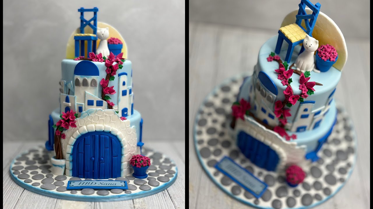 Santorini Greece Cake