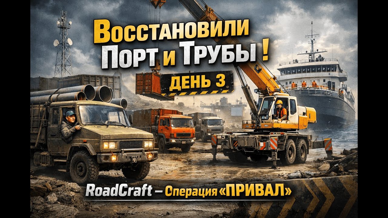 Мы восстановили порт и трубы! 🚛⚡ | RoadCraft — операция «Привал» | День 3