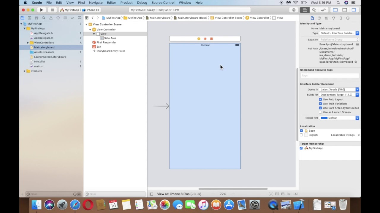iOS Tutorial in Hindi For Beginners Part 2 : Xcode Overview and First App