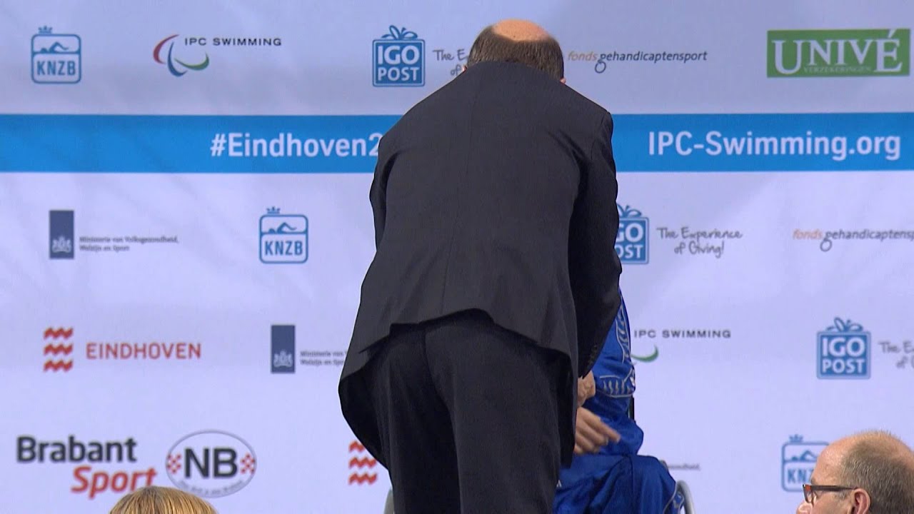 Men's 50m freestyle S1 | Victory Ceremony | 2014 IPC Swimming European Championships Eindhoven