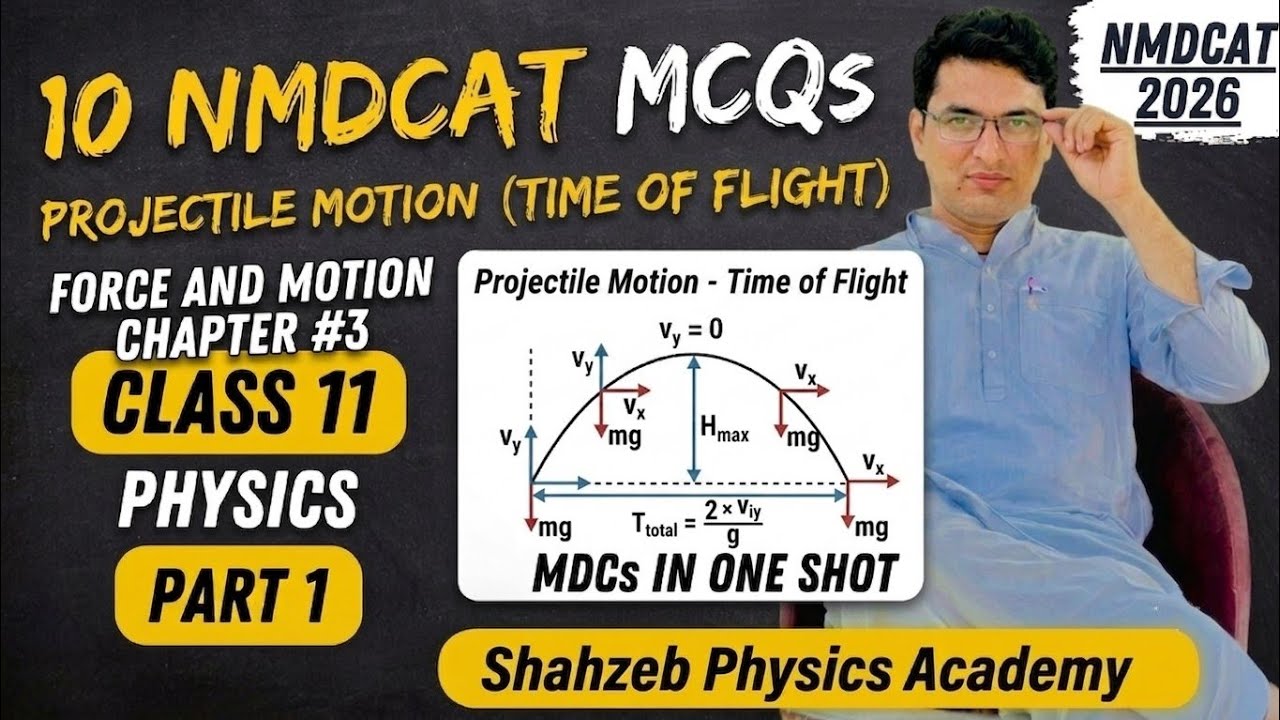 Projectile Motion Time of Flight MCQs & Short Tricks | NMDCAT 2026 | MDCAT, Class 11 Physics C#3 