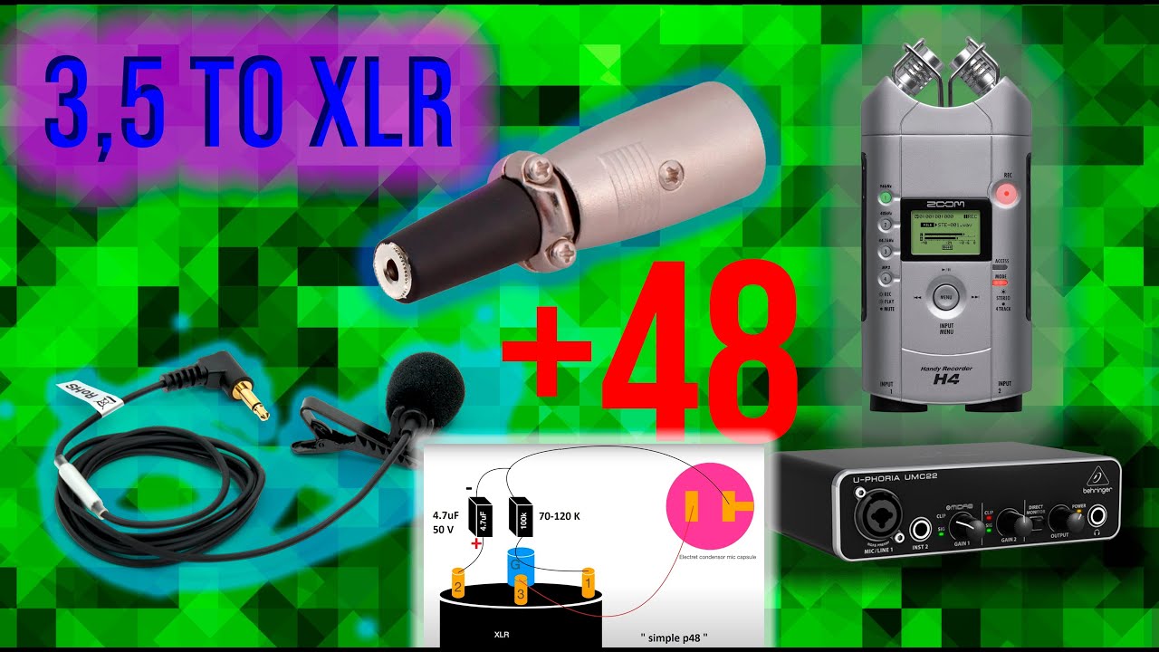 Подключить петличный микрофон в XLR от фантомного питания Переходник - конвертер на примере Zoom H4