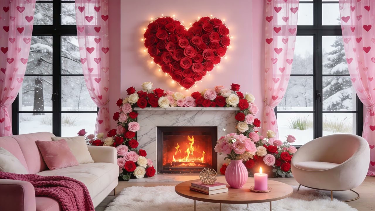 Valentine Cozy Room 🌹 Soft Piano Music for Studying, Working & Relaxing