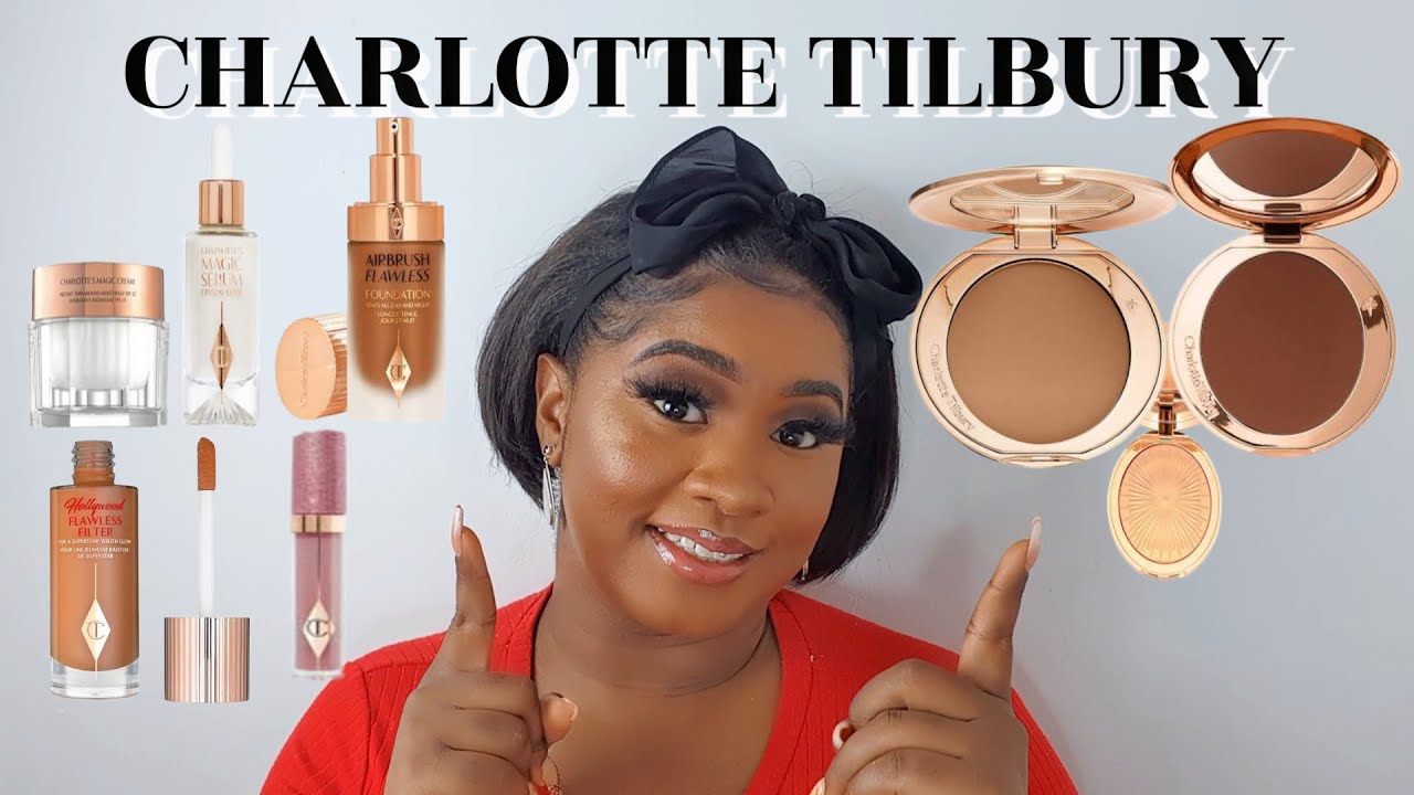 FULL FACE OF CHARLOTTE TILBURY PRODUCTS | SKINCARE |NEW CHARLOTTE JEWEL LIPS + SWATCHES ON DARK SKIN