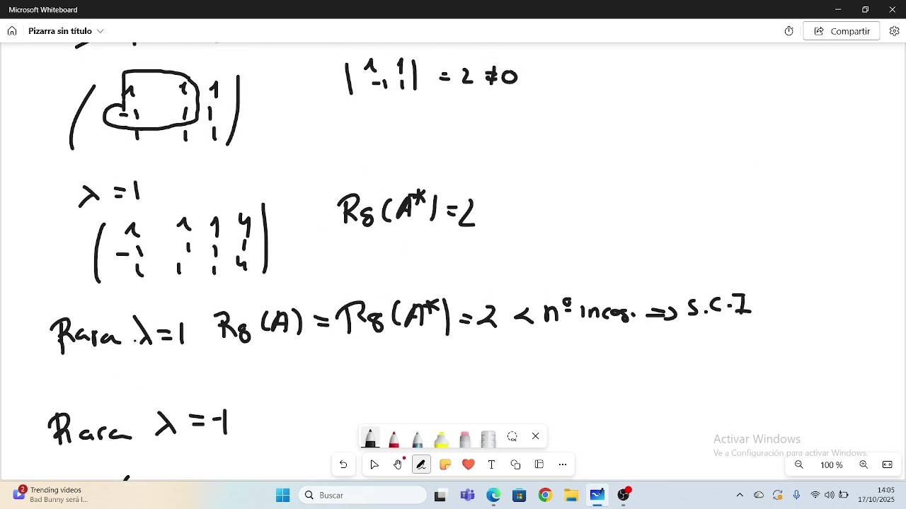 discusion de un sistema de ecuaciones 2