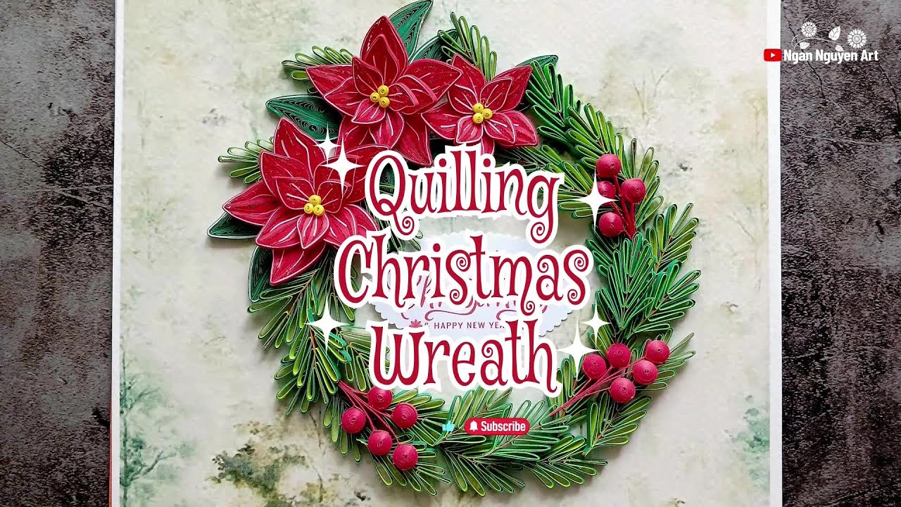 Quilling Christmas Wreath 2023 | Simple Poinsettia Ver 2 | DYI