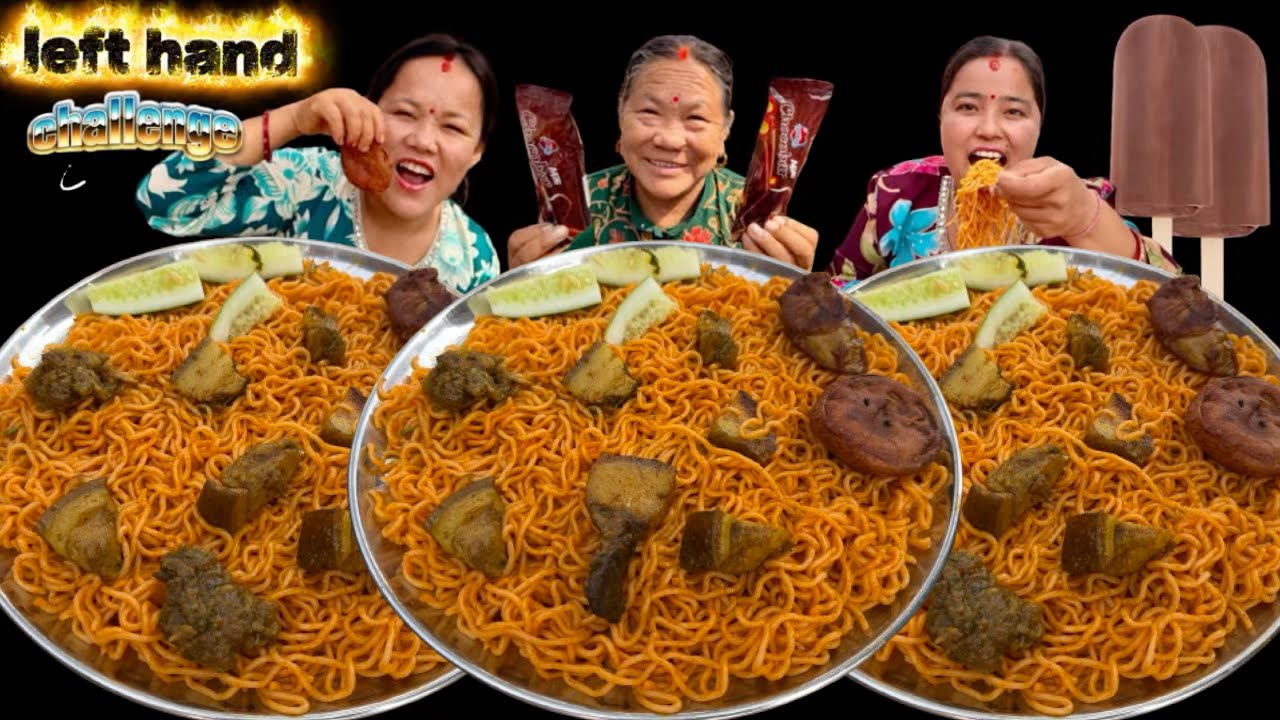 PORK SPICY 🥵 CURRENT NOODLES ICE CREAM 🍦 EATING CHALLENGE 