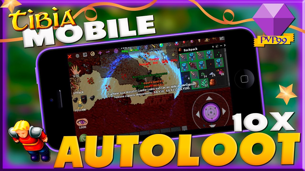 TIBIA MOBILE - COMO CONFIGURAR O AUTOLOOT 10X MAIS RÁPIDO