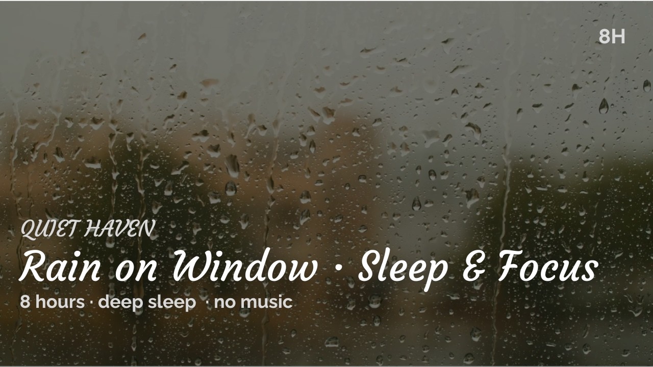 8 Hours of Soft Rain on Window | Gentle Daytime Rain Sounds