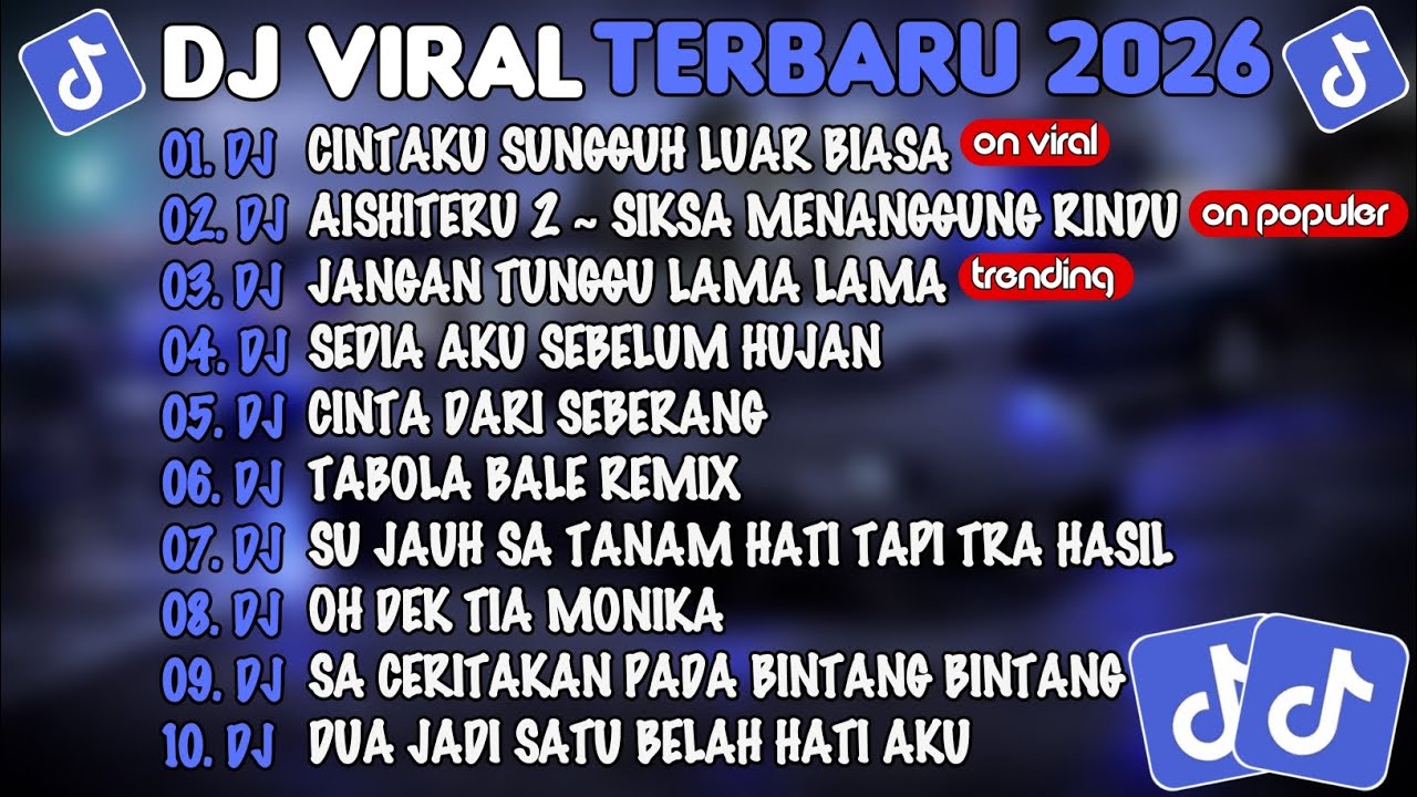 DJ TIKTOK TERBARU 2026🎵DJ CINTAKU SUNGGUH LUAR BIASA🎵DJ AISHITERU 2 SIKSA MENANGGUNG RINDU🎵FULLALBUM