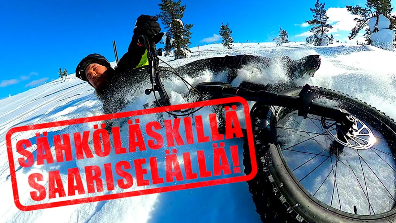 Kaunispää ja Iisakkipää sähköläskipyörillä Saariselällä talvella.