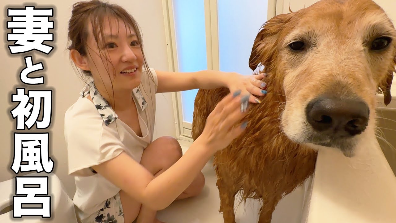 妻と初めてお風呂に入った愛犬が可愛すぎたんですがw