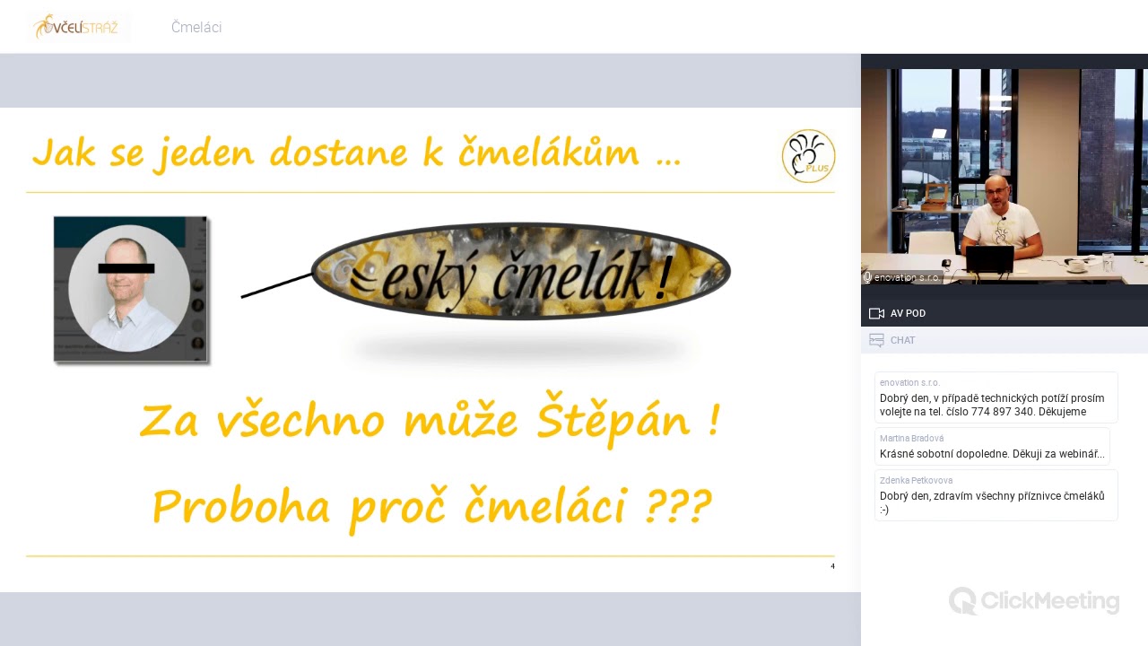 Čmeláci PLUS  - webinář (čmelinář) pro spolek Včelí stráž - 19/12/2020