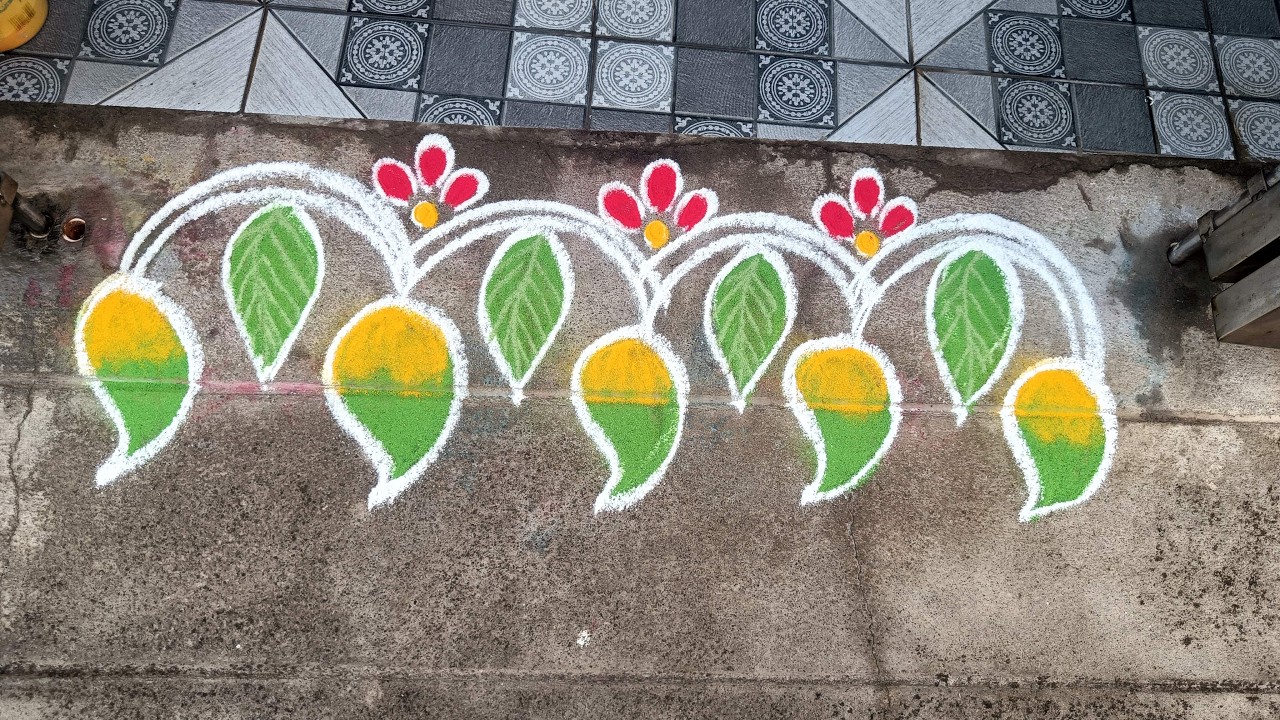 Panguni Madham Border Kolam | Ugadi Special Kolam | S3-149