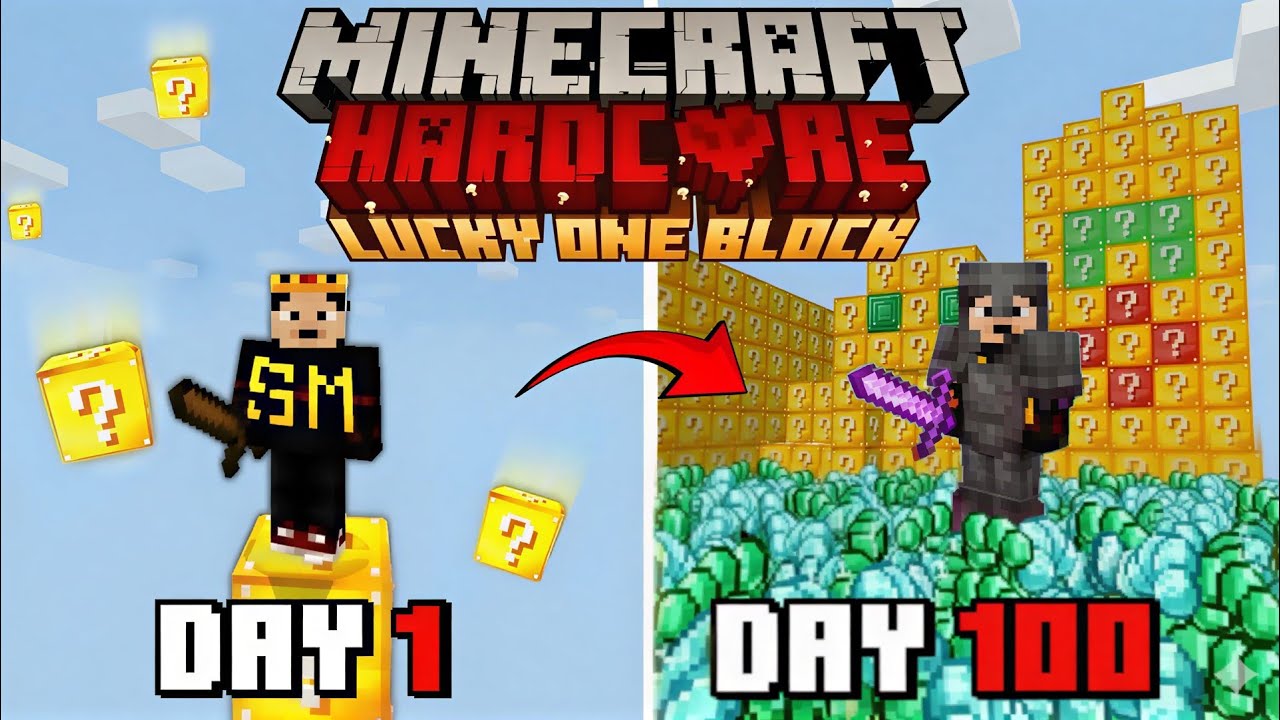 I Survived 100 Days on Lucky One Block in Hardcore Minecraft Pe