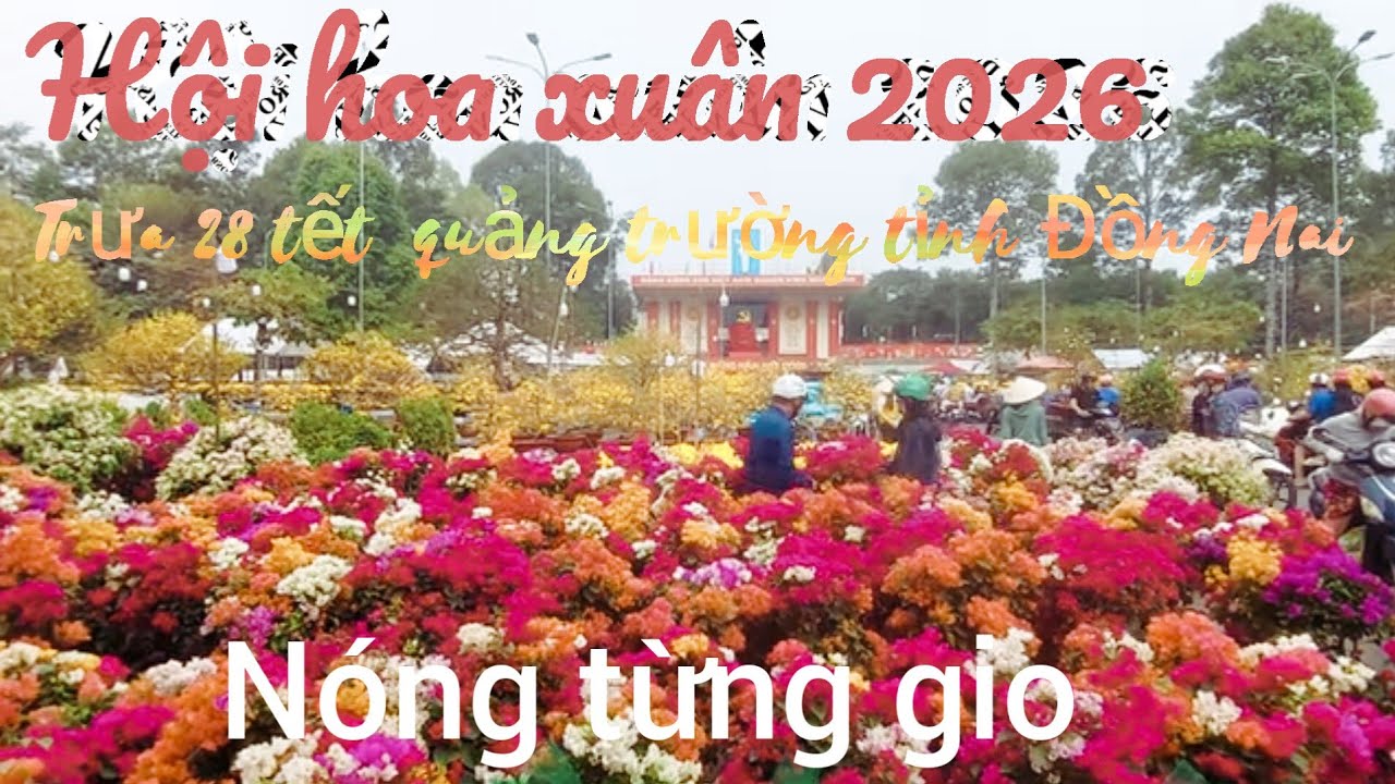 Hội chợ hoa xuân  binh Ngọ  2026 tại quảng trường tỉnh Đồng Nai mới nhat trua 28 tết 
