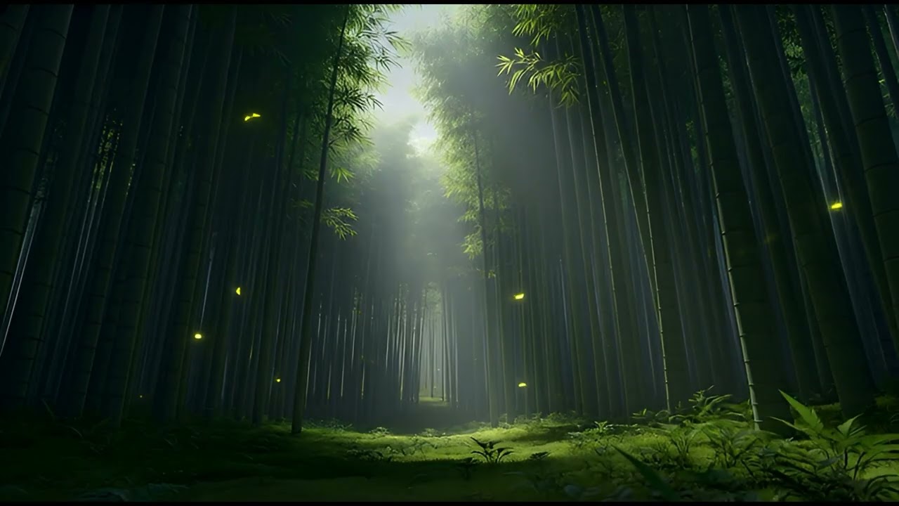 1Hour Relaxed Nature Video#22 |Whish Bamboo Forest at Twilight | 4K Deep Inhale Energy from Universe