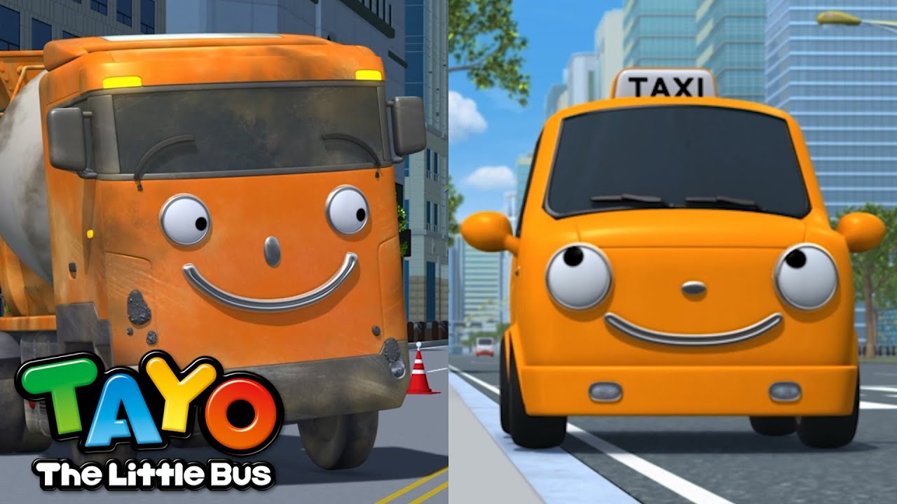 Renkli araba çizgi filmi🚗🌈 | Turuncu Arabalar: Beton Mikseri ve Taksi🧡 | KÜÇÜK OTOBÜS TAYO