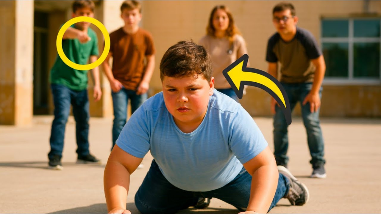 BĂIAT GRAS ESTE ÎMPINS ÎN FAȚA TUTUROR… DAR REVANȘA LUI E CA ÎN FILME